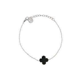 Pulseira em aço trevo preto GB