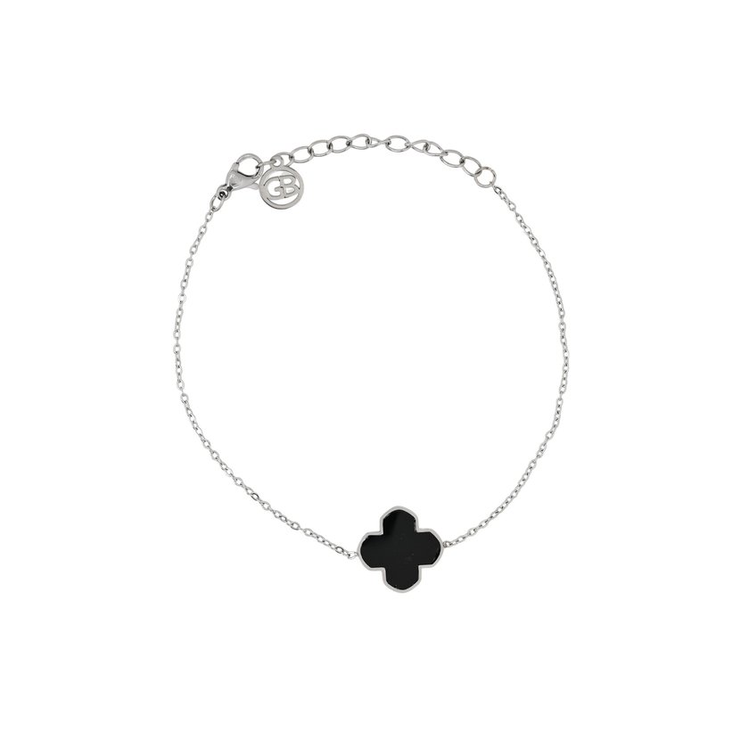 Pulseira em aço trevo preto GB