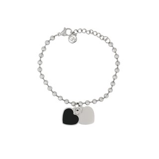 Pulseira em aço coração duplo preto GB
