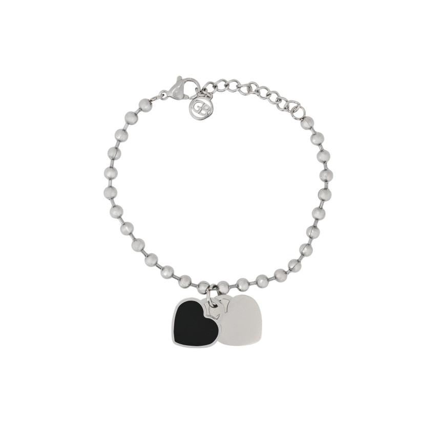 Bracelet en acier coeur double noir GB