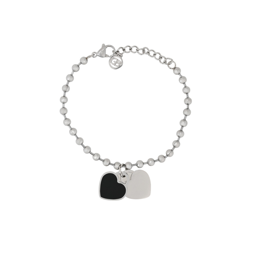 Bracciale in acciaio cuore doppio nero GB