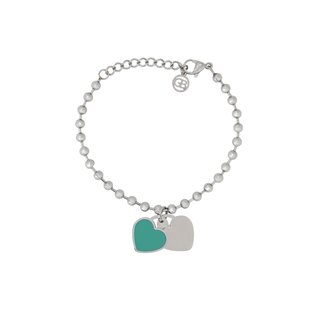 Pulseira em aço coração duplo verde GB