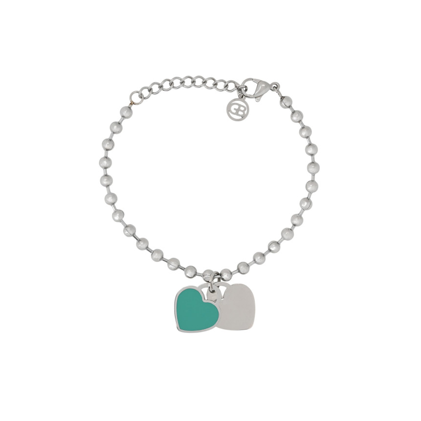 Bracelet en acier coeur double vert GB