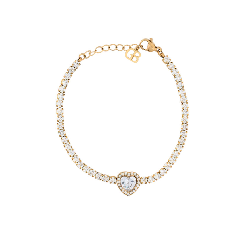 Pulseira em aço riviera coração GB