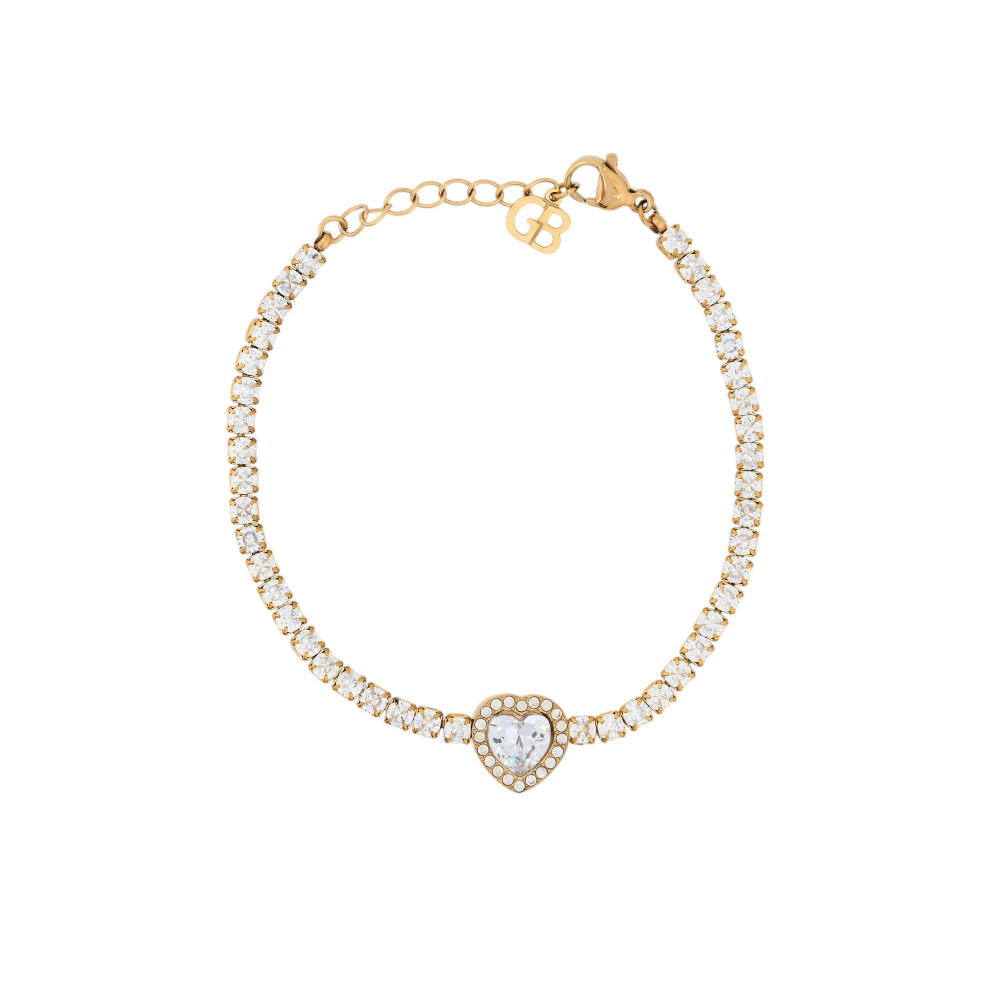 Pulseira em aço riviera coração GB