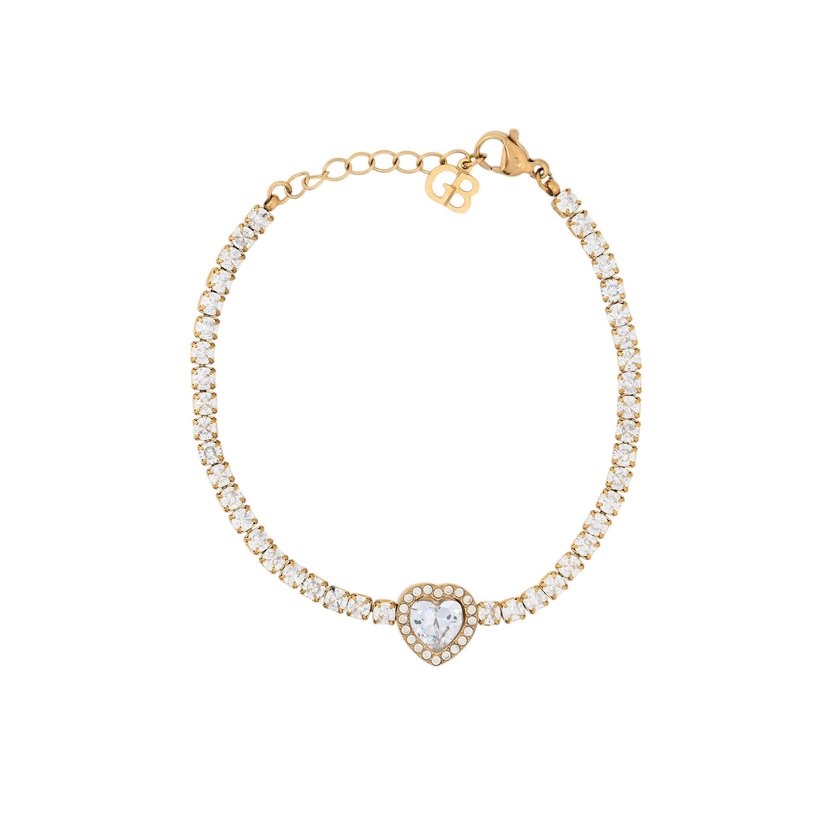 Pulseira em aço riviera coração GB