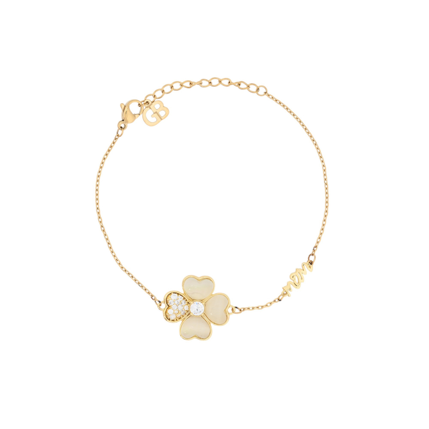 Pulsera de flores con semijoya brillante GB