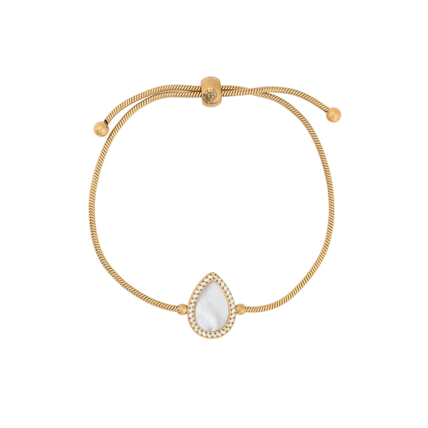 Bracelet réglable acier avec nacre ovale GB