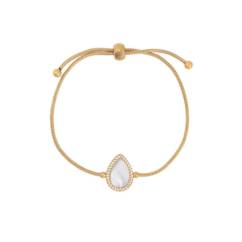 Pulseira ajustável aço com madrepérola oval GB