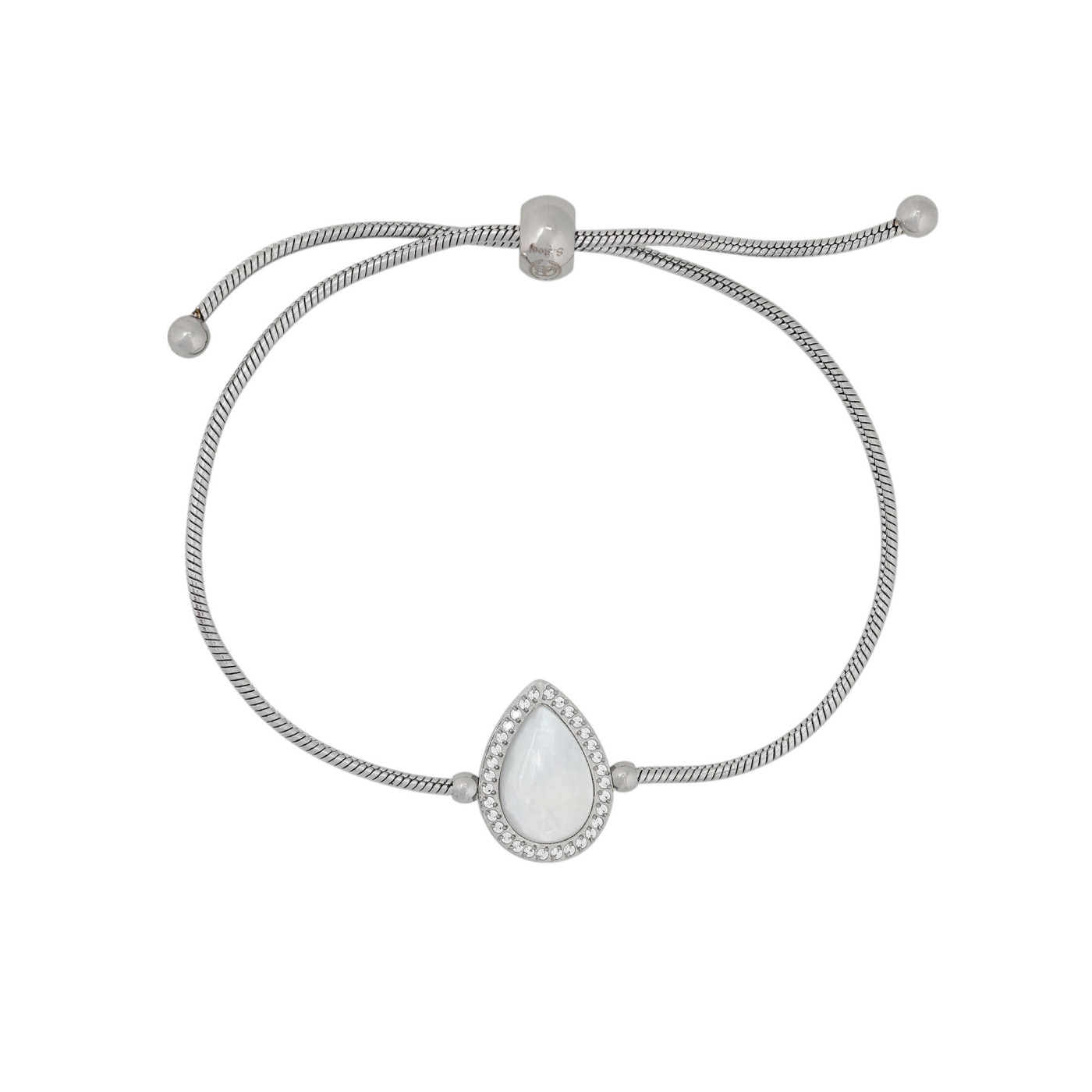 Bracciale regolabile acciaio con madreperla ovale GB
