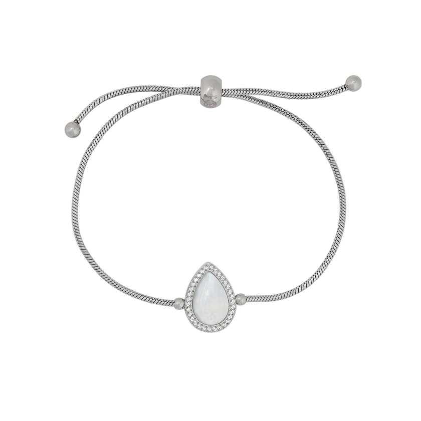Pulseira ajustável aço com madrepérola oval GB