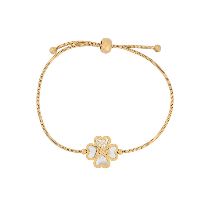 Bracelet réglable en acier mãe trèfle GB
