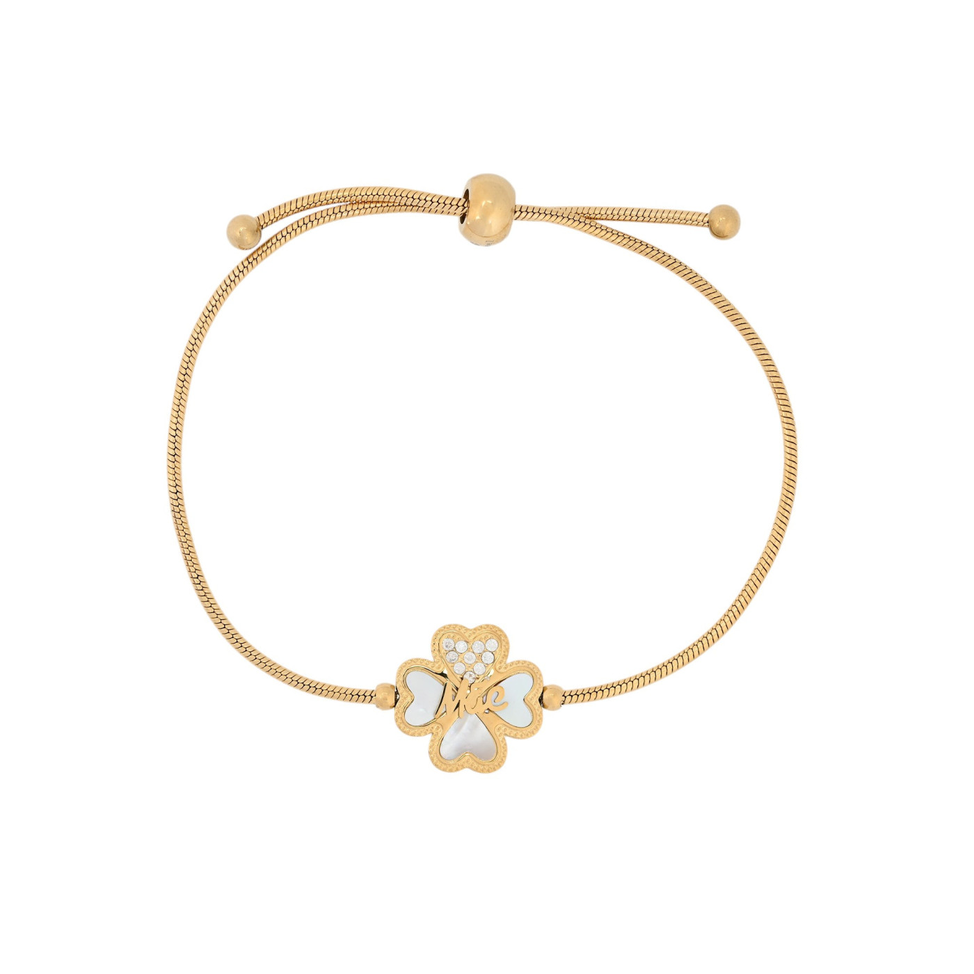 Pulsera ajustable en acero mãe trébol GB