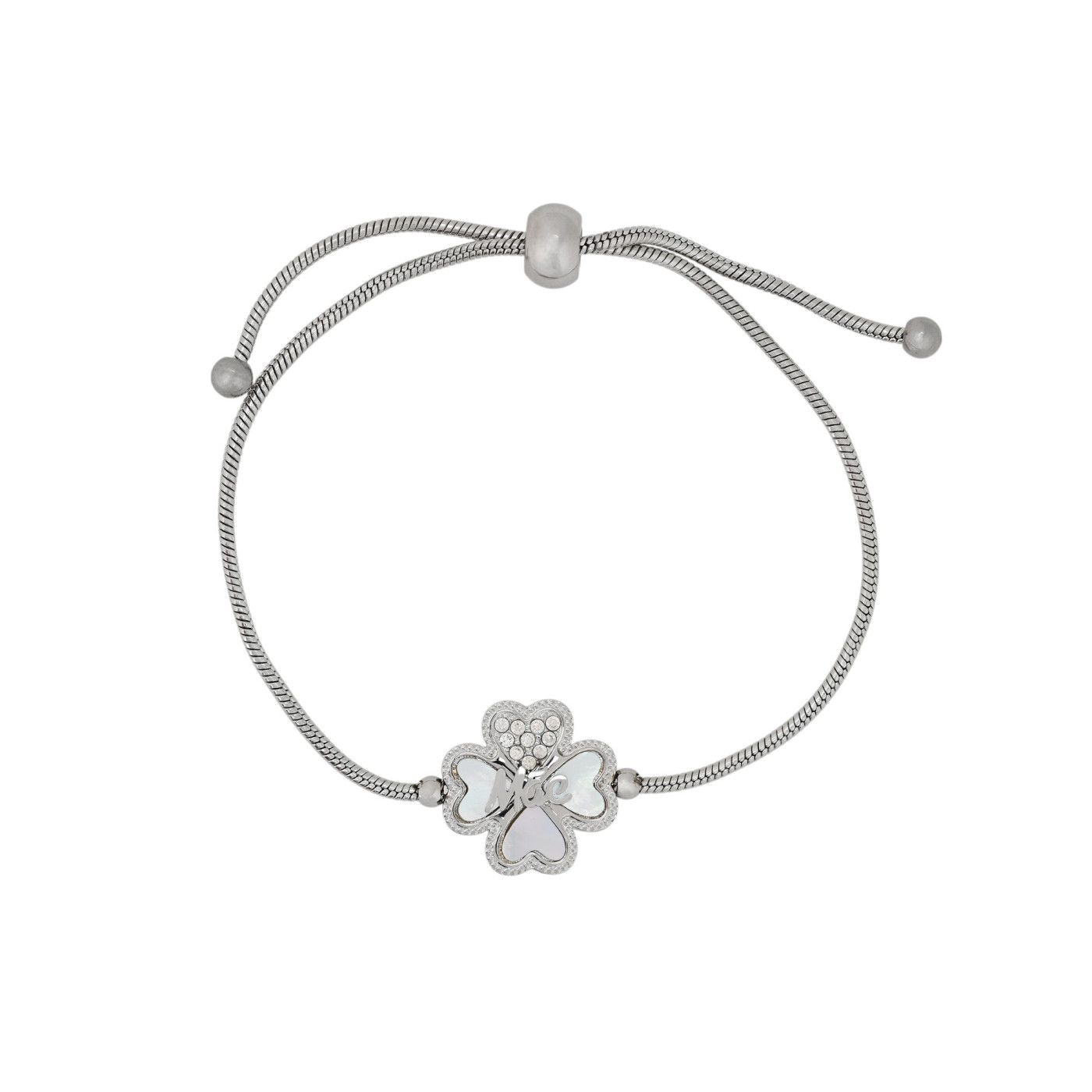 Pulsera ajustable en acero mãe trébol GB