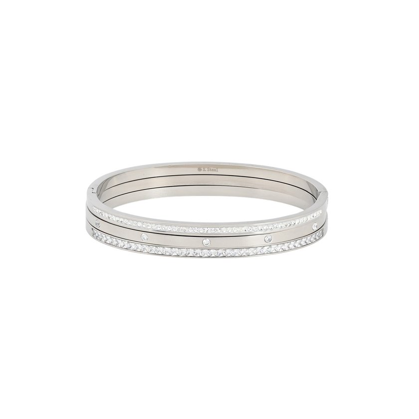 Conjunto pulseiras rígidas aço brilhantes GB