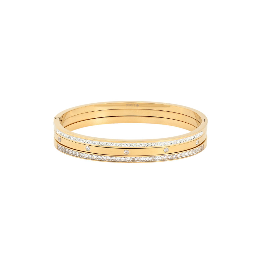Conjunto pulseiras rígidas aço brilhantes GB