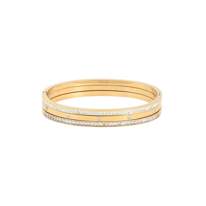Conjunto pulseiras rígidas aço brilhantes GB