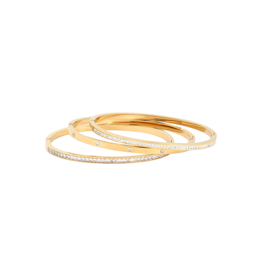 Conjunto pulseiras rígidas aço brilhantes GB