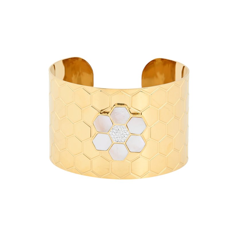 Bracciale rigida acciaio con fiore GB