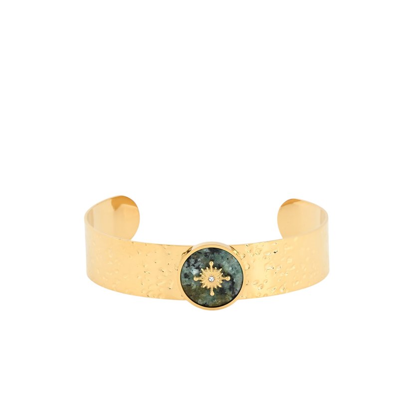 Rigid bracelet stainless steel with texture sun GB