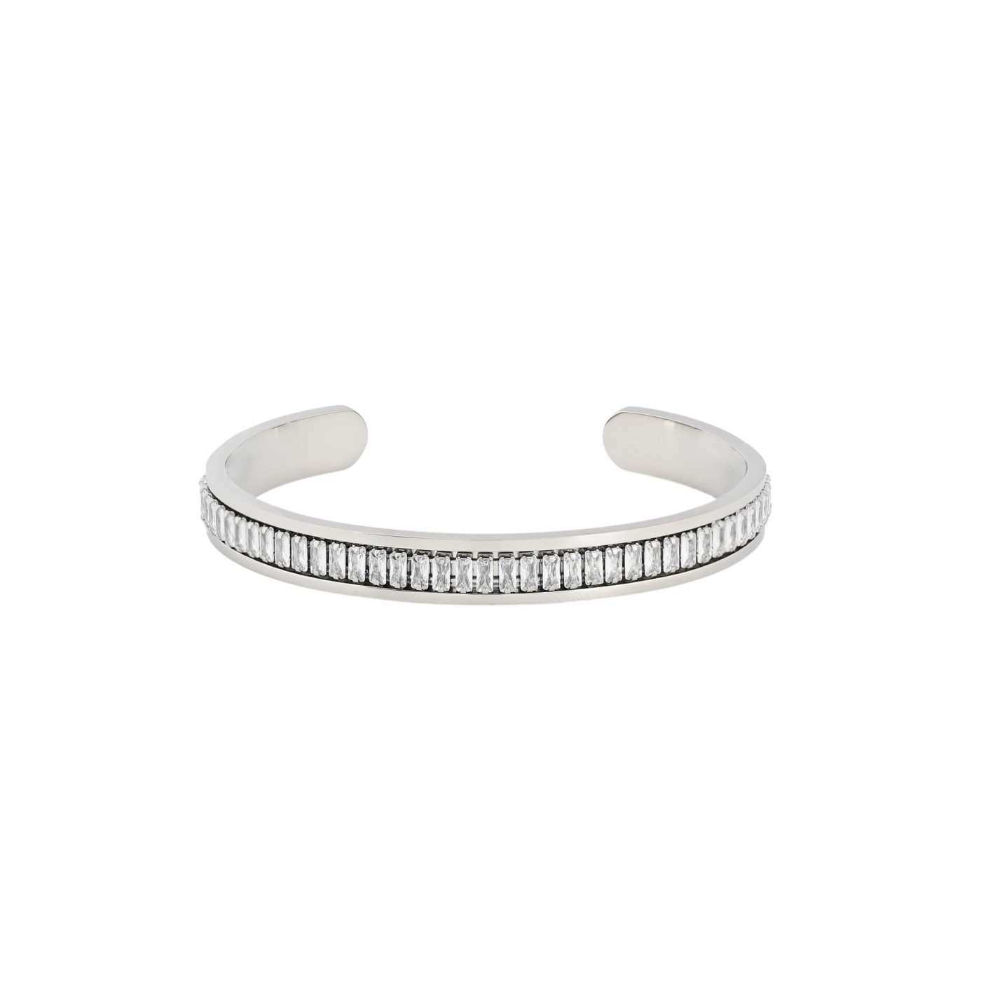 Rigid steel bracelet with vertical rectangles GB