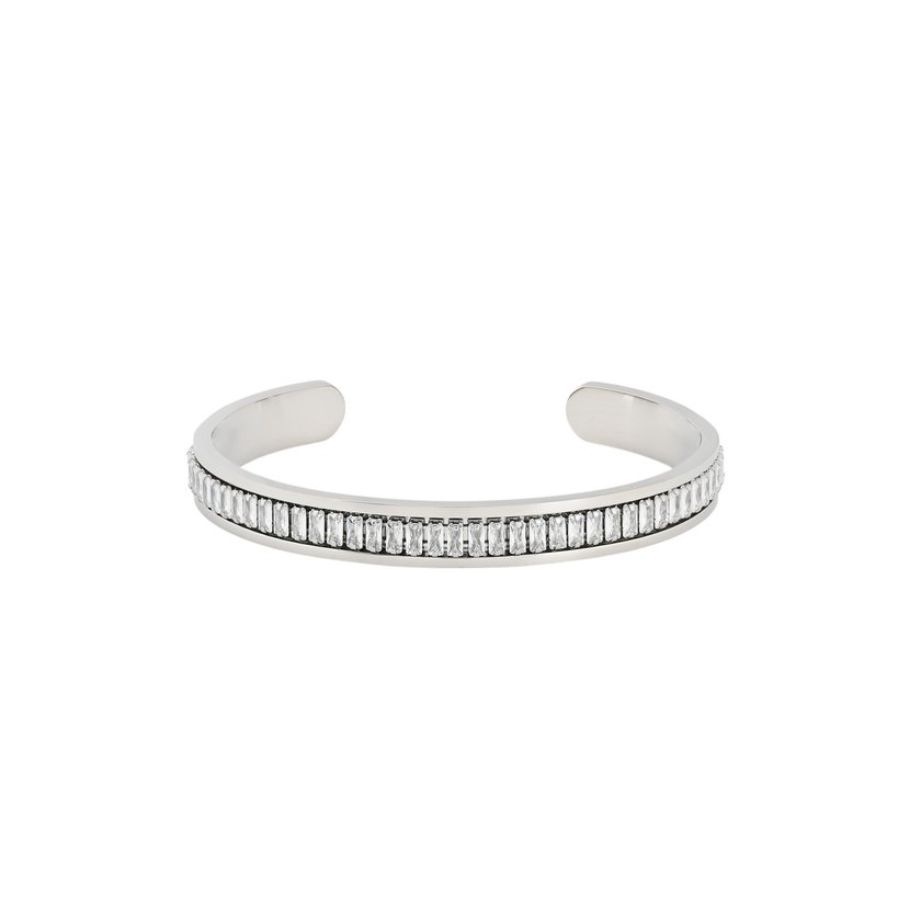 Rigid steel bracelet with vertical rectangles GB