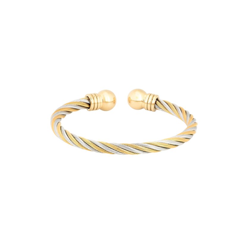 Bracelet ouvert en acier rigide torsadé GB