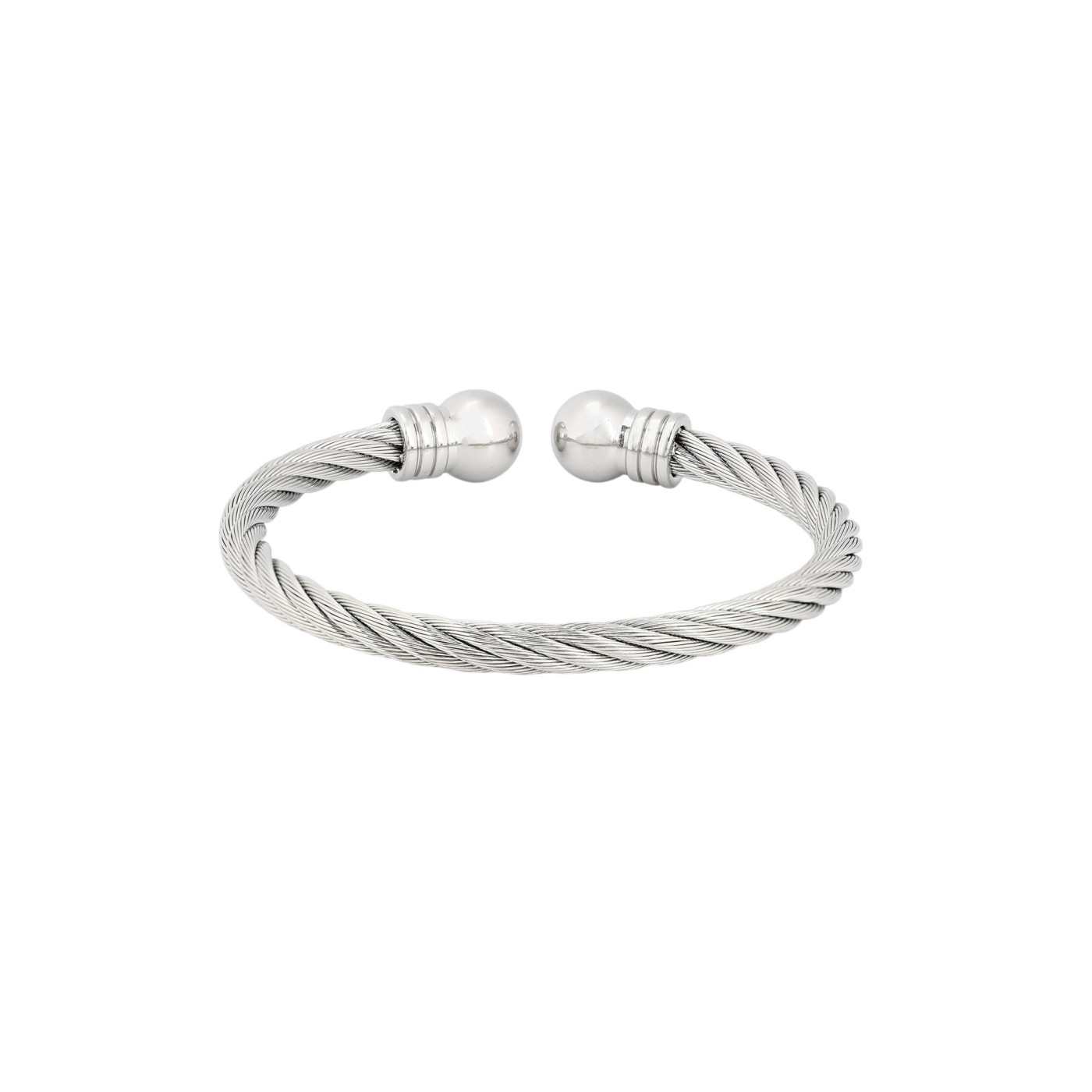 Bracelet ouvert en acier rigide torsadé GB