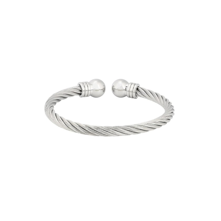 Twisted rigid steel bracelet open GB
