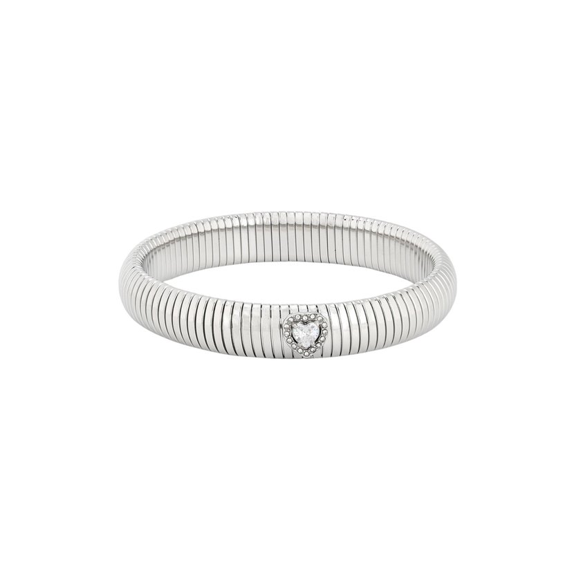 Steel bangle tube with heart GB