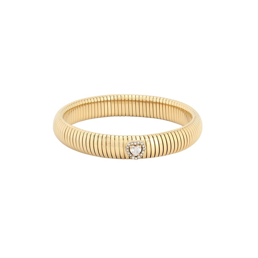 Steel bangle tube with heart GB