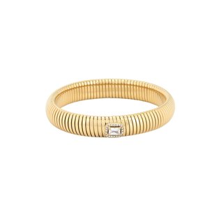 Steel bangle tube with rectangular stone GB