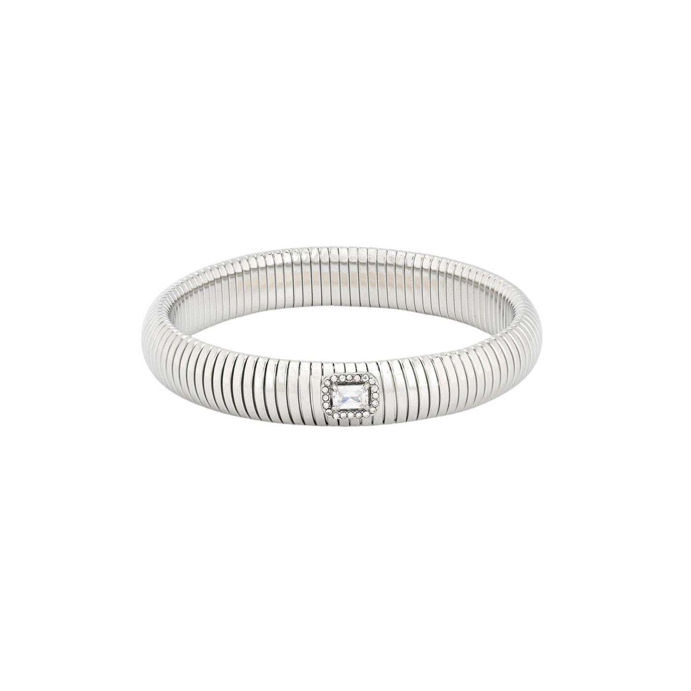 Bracciale in acciaio tubo con pietra rettangolare GB