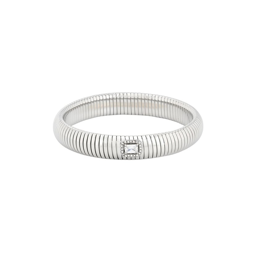 Steel bangle tube with rectangular stone GB