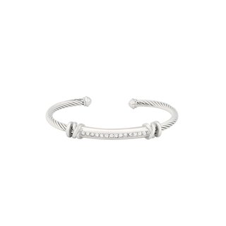 Rigid open steel bracelet with brilliants GB