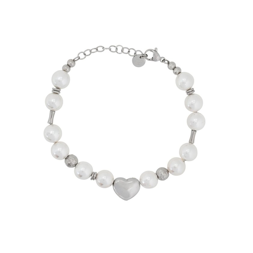 Pearl steel bracelet with heart GB