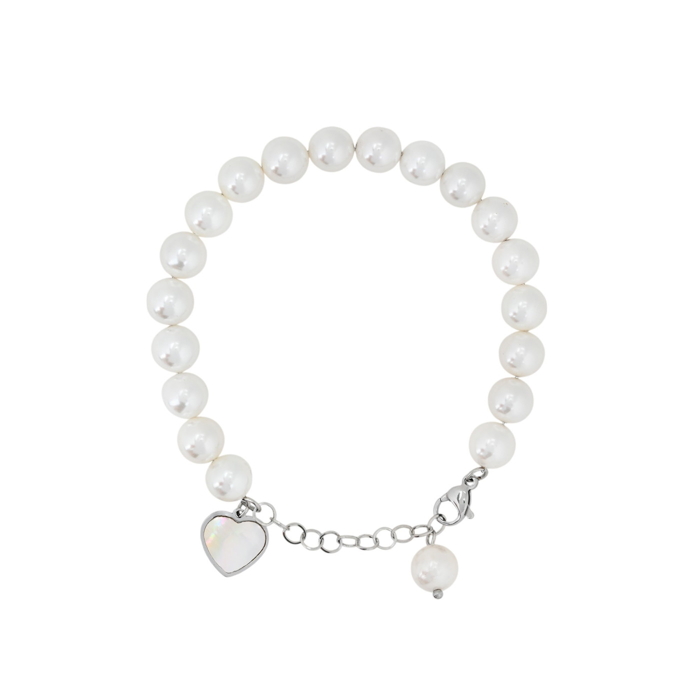 Bracciale in acciaio a cuore con madreperla GB