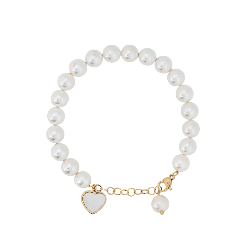 Heart steel bracelet with mother of pearl GB