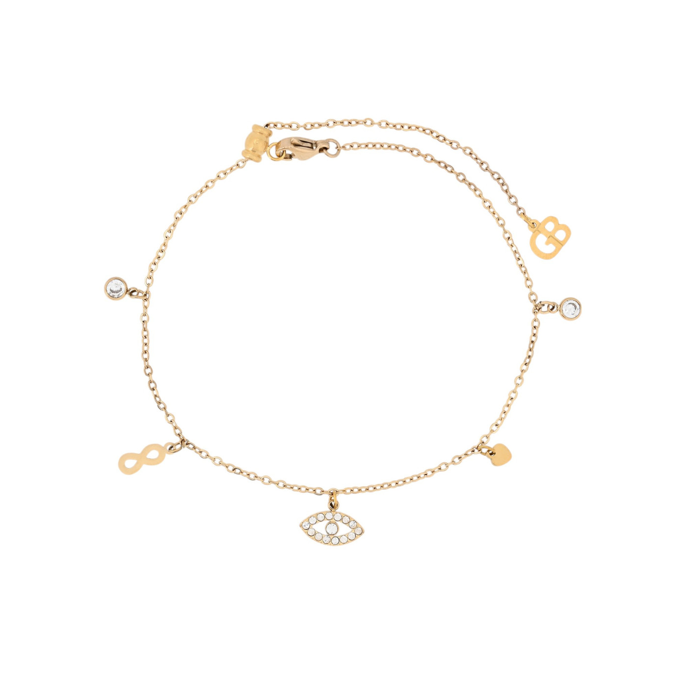 Pulseira de pé aço olho GB