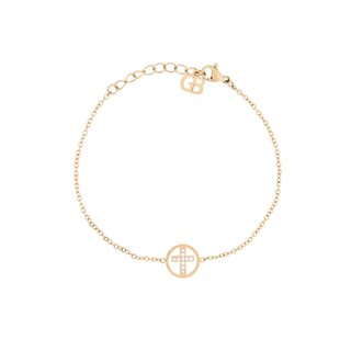 Pulseira em aço cruz com brilhantes GB