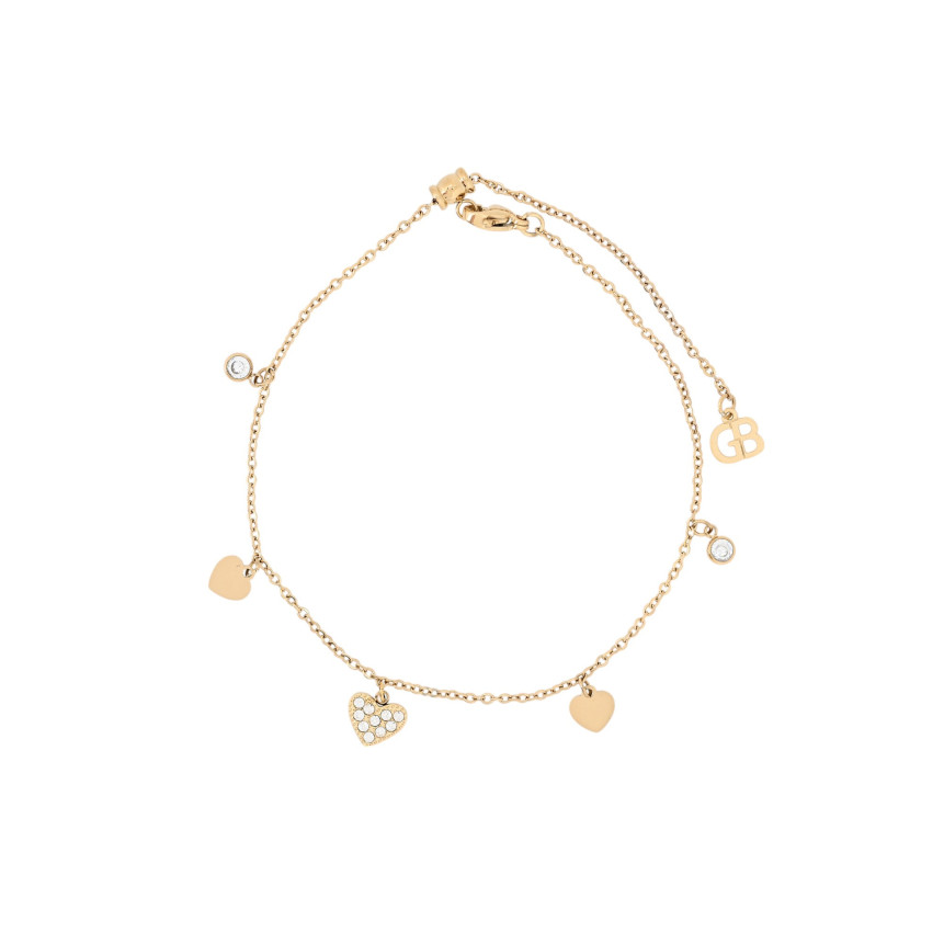 Pulseira de pé aço corações GB