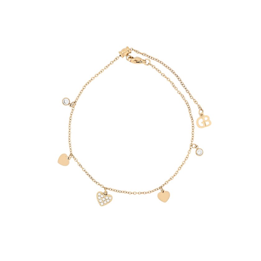 Pulseira de pé aço corações GB