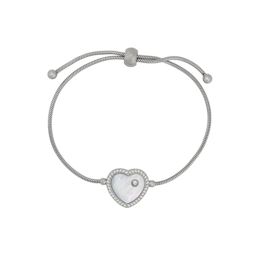 Pulseira ajustável aço com madrepérola coração GB