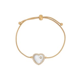 Pulseira ajustável aço com madrepérola coração GB