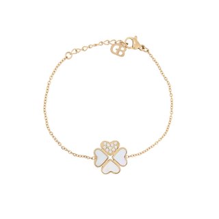 Pulseira em aço com trevo GB