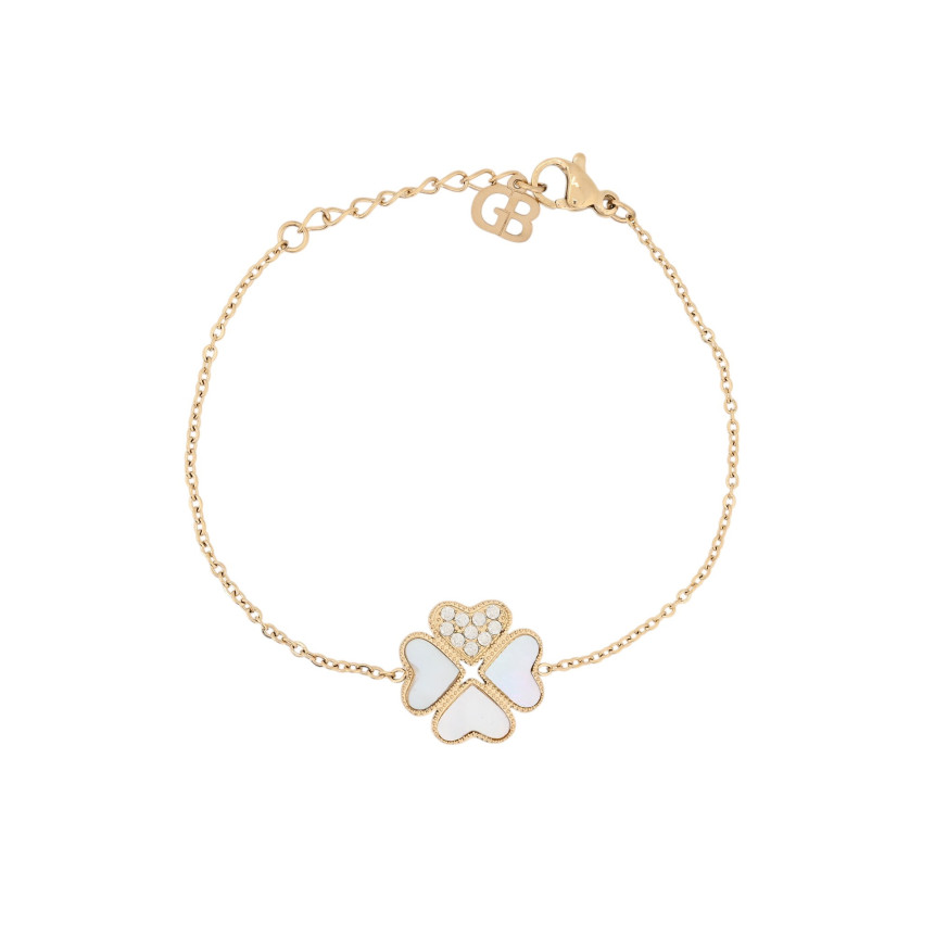 Pulseira em aço com trevo GB