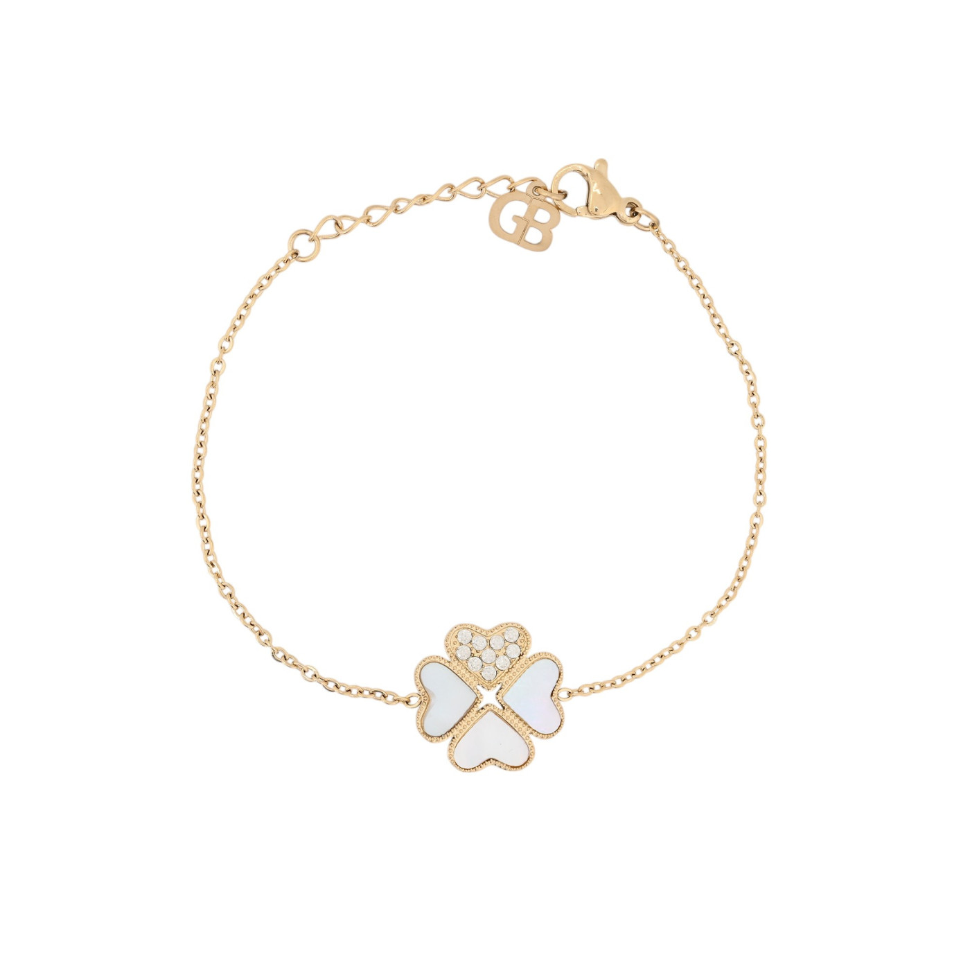 Pulseira em aço com trevo GB
