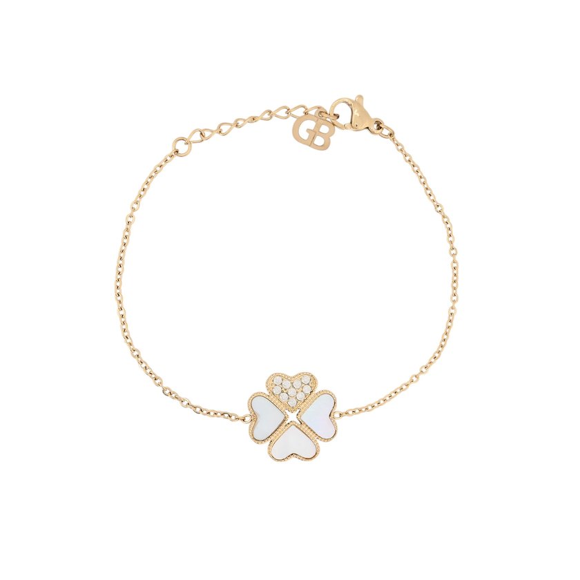 Pulseira em aço com trevo GB