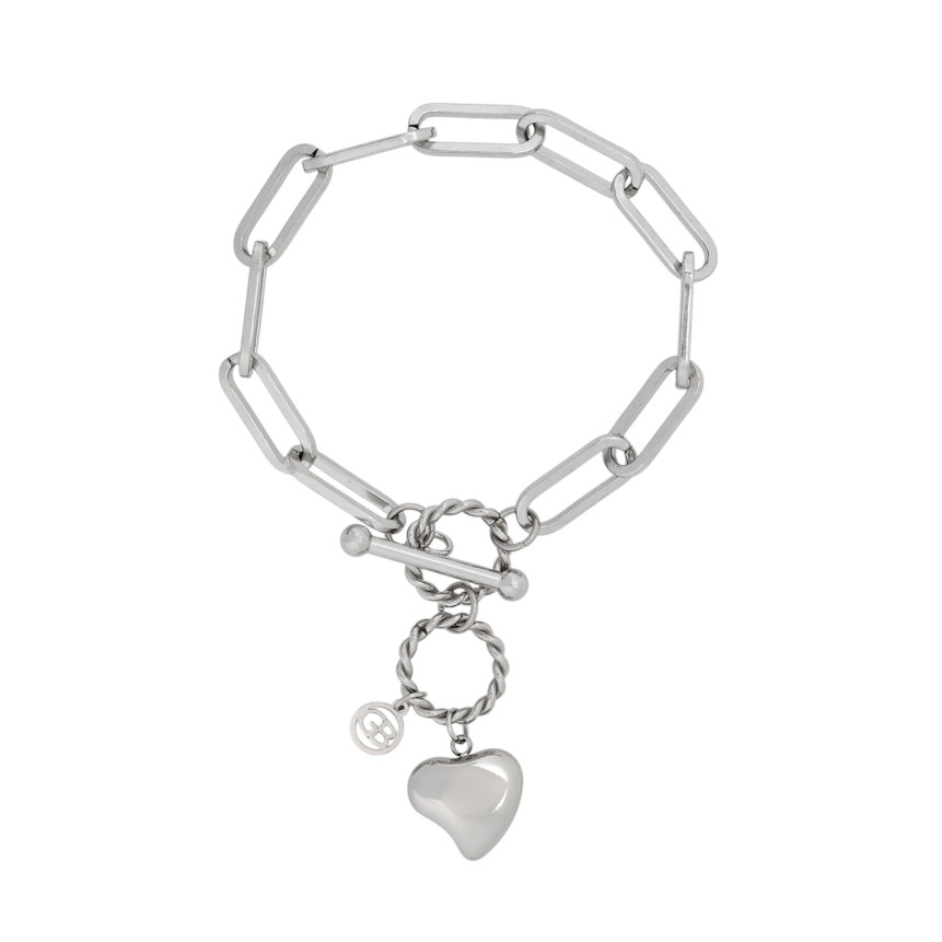 Pulsera en acero corazón completo GB