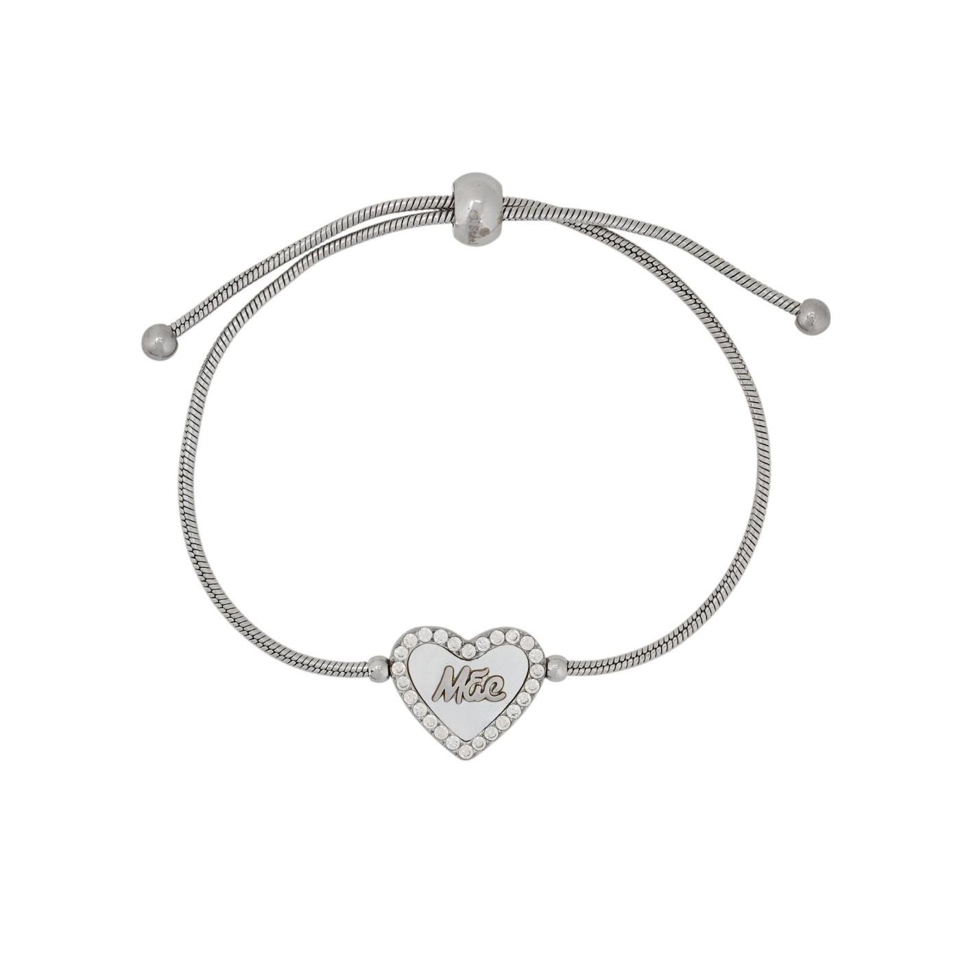 Pulseira ajustável em aço mãe coração GB